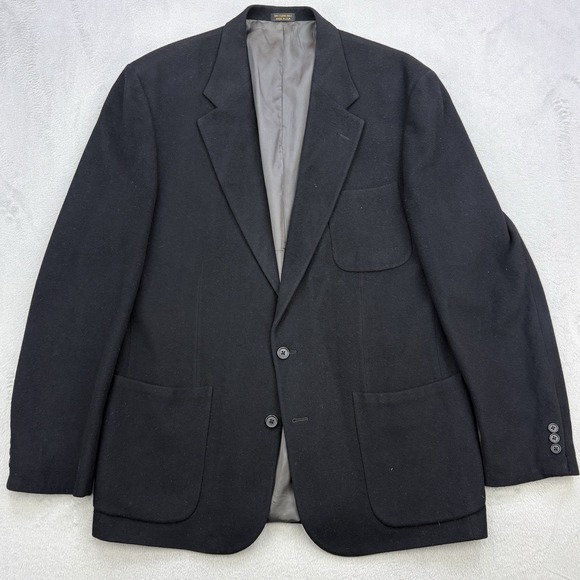 Eddie Bauer Blazer Mens 44L Black 100% Cashmere AKA Suit Sport Coat Jacket Soft